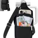 IPOW Magnetic Gym Bag Water Bottle Carrier Holder with Phone Pockets & Shoulder Strap for Men Women, Water Bottle Holder, Gym Pouch, Crossbody Bag for Travel, Sports, Work, Fitness - Black