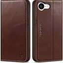 SHIELDON Case for iPhone 17e&16e 6.1", Genuine Leather Wallet RFID Blocking Credit Card Holder Folio Magnetic Kickstand Shockproof Full Protection Cover Compatible with iPhone 16e - Pebbled Khaki