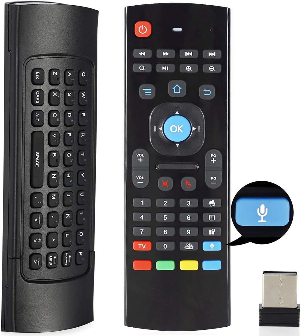 MX3 Voice Air Mouse Mini Keyboard Wireless Remote, 2.4G Multifunctional Fly Mouse with Motion Sensing Game Handle for 3-Gsensor HTPC Mini PC Xbox 360 and Android Smart TV Box 3-Gyro