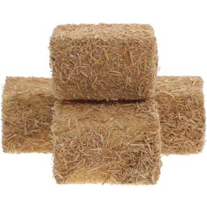 Veemoon 4pcs Mini Hay Bales Miniature Straw Bales Decoration Dollhouse Haystack Scene Decor Table Hay Haystack Ornament Western Farm Craft Accessories for Dollhouse Fall Harvest Scene (2 * 2 * 3CM)