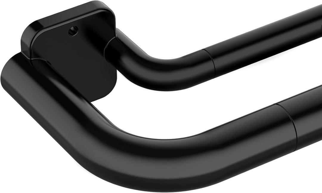 GXOACKJ Double Curtain Rods for Windows 72-144 inch, 1 Inch Black Adjustable Around Heavy Duty Decorative Drapery Rod For Room
