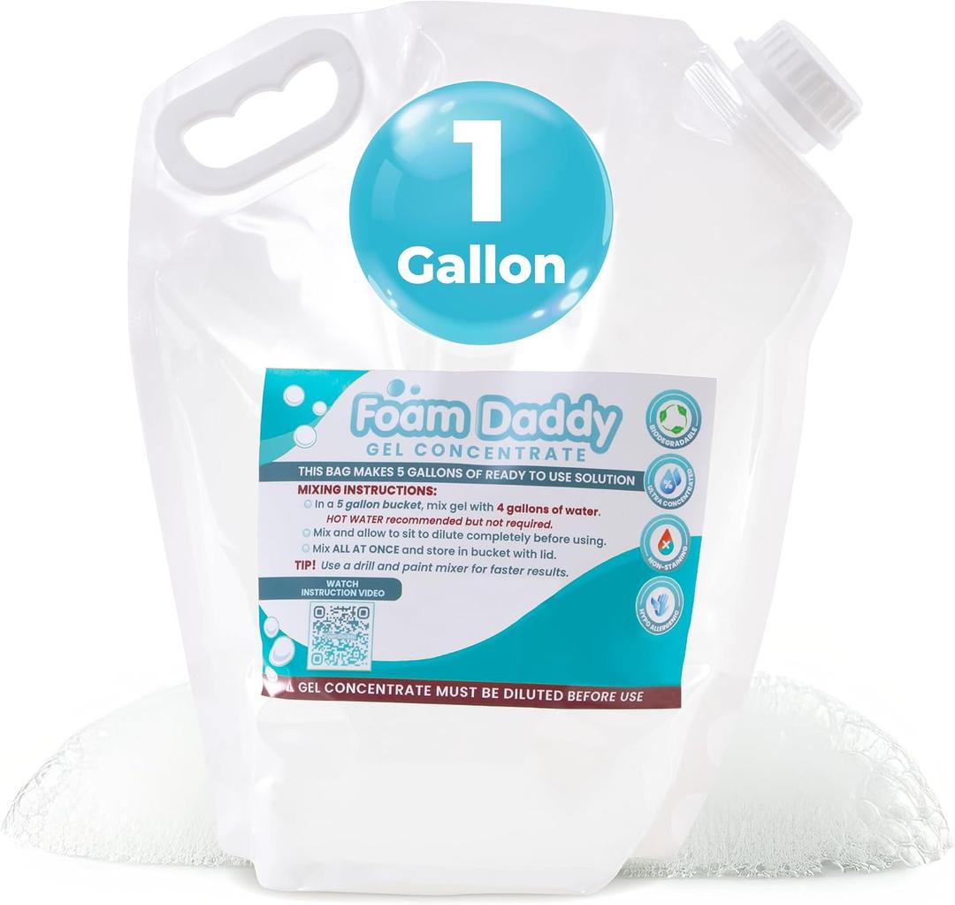 FoamDaddy Professional Strength Ultra-Concentrated Gel – Makes 300-400 Gallons of Foam Party Fun – High Stacking, Hypoallergenic – Designed for Any Foam Machine – 1 Gallon