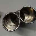 Dual Exhaust Tips, Stainless Steel Double Outlet Car Muffler Tail Tip Exhaust Curved Type Tailpipe Tip 63mm/2.5" Inlet Bolt-on Exhaust Tip Bevel Port (Curved,Silver)
