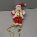 Electric Climbing Rope Santa Claus with Bead Chain Battery Operated Santa Figurines Climbs Up and Down Hanging Christmas Ornament for Christmas Tree, Party, Wall Decor