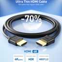 Cable Matters 2-Pack Ultra Thin HDMI Cable 6 ft, Support 4K@60Hz, Ultra Slim HDMI Cable 4K Rated with Ethernet, HDR Support for PS5, Xbox Series X/S, RTX4090/3090, RX 7900/7800, Apple TV, and More