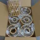 6 PCS Rattan Lamp Shade, Small Wicker Pendant Light Shade - Cylinder Woven Wicker Lampshades Replacement, Paper Rope & Metal Frame, Bohemian Ceiling Hanging Light Shades for Wall Light