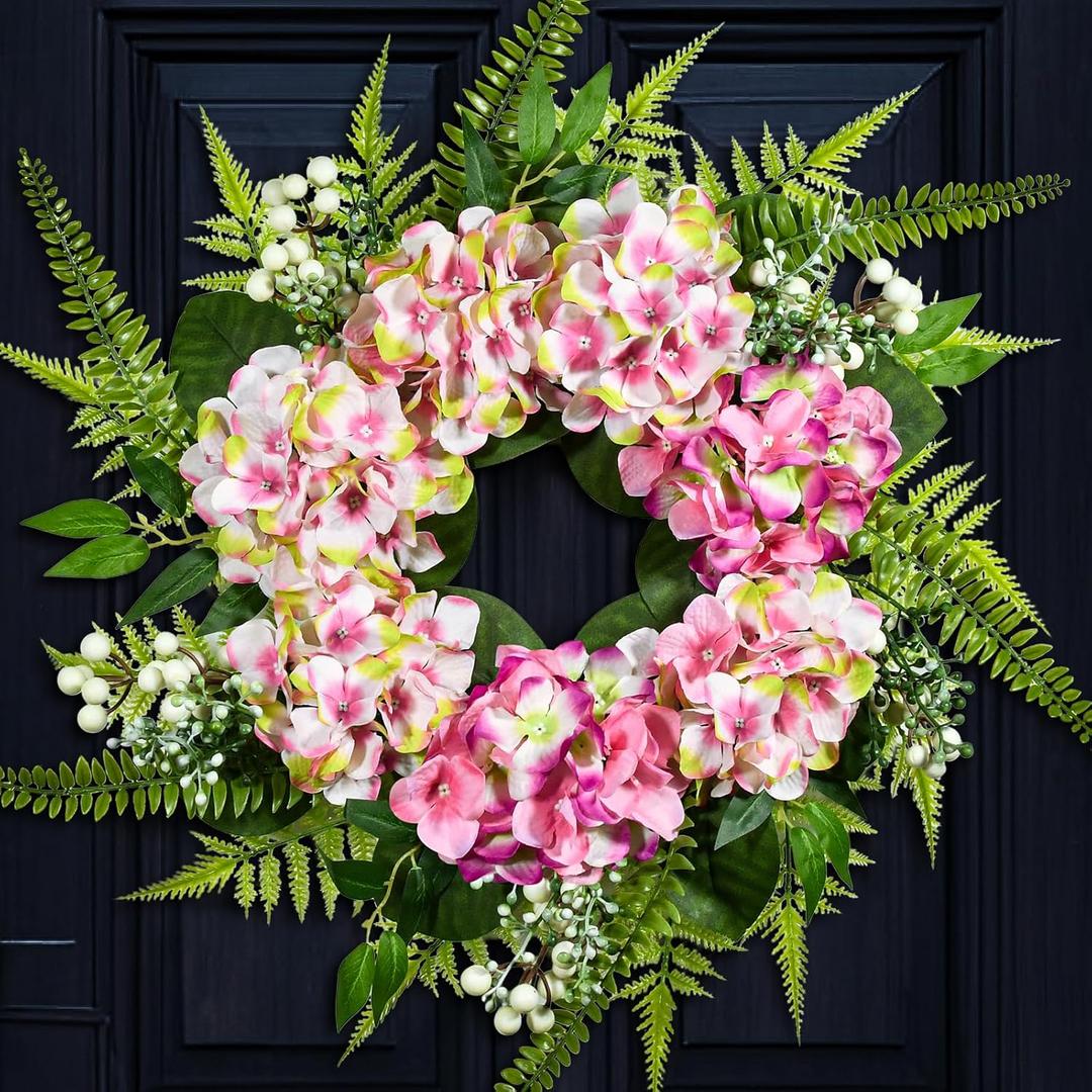 25inche Hydrangea Wreath for Front Door, Home and Kitchen, Summer Wreath Wall Window Decorative for Outdoor Indoor 25inche Hydrangea Wreath for Front Door, Home and Kitchen, Summer Wreath Wall Window Decorative for Outdoor Indoor