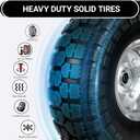 4.10/3.50-4 Tire Wheels Flat Free, 10 inch Solid Rubber Tire Wheels with 5/8'' Double Sealed Bearings, 2.2" Offset Hub, Perfect for Hand Truck Dolly Garden Trailer Gorilla Carts, 1 Pack