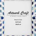Bone Photo Frame Aztec Pattern Inspired Vintage Table-Top/Wall Dcor Chevron Art Boho Picture Frames (8x10 Inches, Blue)