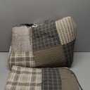 Finlonte Queen Size Quilt Set, Farmhouse Plaid Queen Comforter, Cotton Quilted Bedspread, Charcoal Beige Brown Lightweight Comforter Bedding Set for All Season, 3-Piece (Queen (90"x98"))