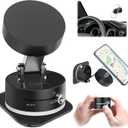 Vacuum Magnetic Phone Holder with Metal Ring Compatible with iPhone Samsung All Phone, Portable Universal Collapsible Magnetic Phone Stand for Gym Car Mount with Windshield Suction Cup