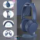 Bluetooth Headphones with Active Noise Cancelling (ANC), Wireless Over Ear Bluetooth Headsets with 35H Playtime, HiFi Stereo Foldable Headphones with Foam Ear Cups for Sports, Travel, Blue