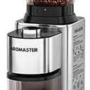 Aromaster Burr Coffee Grinder with 48 Grind Settings, Conical Coffee Bean Grinder for Home Use, Stainless Steel,40 Seconds Adjustable Timer, Anti-static, Easy to Clean with Brush