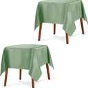 P Pothuiny 2 Pack Sage Green Satin Tablecloth 54 x 54 Inches Square Table Cloth Overlay Satin Table Cover Bright Smooth Fabric Decoration for Wedding Banquet Party Dining