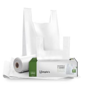 Simple's Plastic Bags with Handles For Small Business,(80 Count) Very Strong Shopping Grocery bags, plastic t-shirts bag, to go bags, Bag Dispenser Roll - Measures 12"x7"x22", 1.2 Mil Thickness