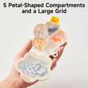 2 Pack Small Pill Organizer Travel Pill Case for Purse, 6 Compartment Pill Box with Stickers, Floral Smiley Weekly & Daily Vitamin Medication Organizer(Hot Pink)