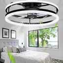 Low Profile Bladeless Ceiling Fan with Lights & Remote  19.7" Flush Mount Fandelier Light Fan for Bedroom/Kitchen, 30006000K Dimmable LED, 6Speed Modern Fan with Lights for Home/Office