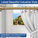 BRIOFOX Industrial Shower Curtain Rod - 2-in-1 Design Tension Curtain Rod - Rustproof Non-Slip 54 to 90 Inch Metal Steel, Light Gold Window Curtain Rod
