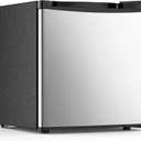 1.7 Cu.ft Mini Fridge with Freezer, Compact Refrigerator, Single Reversible Door, Ultra Quiet, Energy Efficient for Office, Dorm, Bedroom, Apartment, Silver