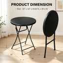 Folding Height Cocktail Table with Metal Legs 32'' Round Top for Small Spaces Bar Wedding Party Indoor Outdoor Use, Black