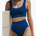 Women's High Waisted Bikini Sets Sporty 2 Piece Swimsuits Middle Cut Bathing Suits
Blue 12