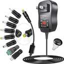 SoulBay 24W Universal AC/DC Adapter 12V 9V 7.5V 6V 5V 4.5V 3V Regulated Switching Power Supply with 8 Selectable Plugs for LED Strip Light Camera Keyboard Speaker Scale Recorder Massager, 2A Output