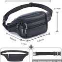 Leather Fanny Pack for Women and Men, Water-Resistant Waist Bag with Genuine Cowhide, Adjustable Leather Belt Bag with Easy Zipper, Multiple Compartments, Large Capacity