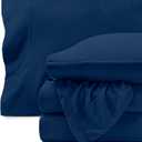 Bare Home Super Soft Fleece Sheet Set - Split King Size - Extra Plush Polar Fleece, No-Pilling Bed Sheets - All Season Cozy Warmth (Split King, Dark Blue)