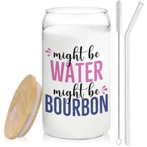 Bourbon glasses cup Gifts for Cocktail Lovers, Funny Might Be Bourbon Tumbler Gifts For Women 14oz,Tequila Lime drinking jar for Cocktail Lovers