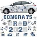Landhoow 30 Pcs Graduation Car Magnets 2026 Senior Graduation Car Decoration Bumper Sticker Congrats Grad Magnet Magnetic Refrigerator Decal for Grad Parade Party Supplies(Royal Blue Sliver)