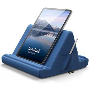 Lamicall Tablet Pillow Holder, Pillow Soft Pad - Bed Tablet Stand for Lap with Pocket & 4 Viewing Angles, for iPad Pro 11, 10.5, 12.9 Air Mini, Kindle, 4-13" Devices, Royal Blue