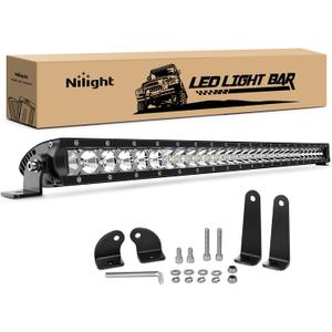 Nilight - 40005C-A 31inch 150W Spot & Flood Combo Single Row 14500LM Off Road LED Fog & Driving Roof Bumper Light Bars for Jeep Ford Trucks Boat