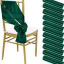 120 PCS Satin Chair Sashes Emerald Green Shiny Chair Ribbon Ties Back Bows Designed Sashes Universal Chair Cover for Wedding Reception Gathering Birthday Party Banquet Restaurant Chair Decor (7x78in)