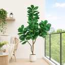 Artificial Fiddle Leaf Fig Tree, 6ft Realistic Fake Plants Faux Trees with White Planter, Artificial Plants Indoor for Home Living Room Office Decor