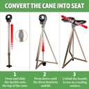 ALEVMOOM Walking Cane with Seat Folding Lightweight, 2-in-1 Cane Stool for Adults, Aluminum Walking Stick with Seat, Stick Chair Portable Stool for Senior