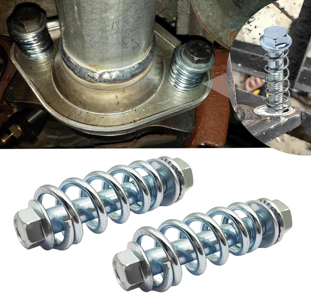 2PCS Exhaust Bolt and Spring, Exhaust Manifold Bolts, Automotive Spring Repair Replacement Exhaust Bolt Kit for Exhaust Systems, M10x1.5mm Exhaust Spring Bolt & Nut Harware Kit Fit Most Cars