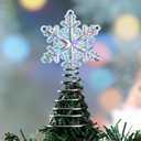 Lenwen Mini Snowflake Tree Topper Christmas Miniature Tree Topper Acrylic Small Snowflake Treetop Decoration Xmas Treetop Ornaments for Winter Holiday Party Decor(Colorful,Iridescence)