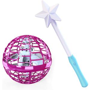 ATHLERIA Pink Flying Orb Ball with Wand,Cool Stuff Gadgets Christmas Birthday Presents Toys for Boy Girl Teens 6 7 8 9 10+ Year Old, Hover Boomerang Mini Drones for Kids,Flying Spinner