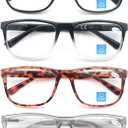 OLOMEE Blue Light Blocking Reading Glasses Mens Large Oversized Square Readers +0.50 Wide Men W/Big Head/Large Face