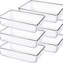 6 Pack Drawer Organizers, Plastic Clear Acrylic Non Slip Non Cracking kitchen drawer organizer Stackable Bathroom Drawer Organizer Trays, Storage Bins for Makeup, Bathroom, Kitchen Office