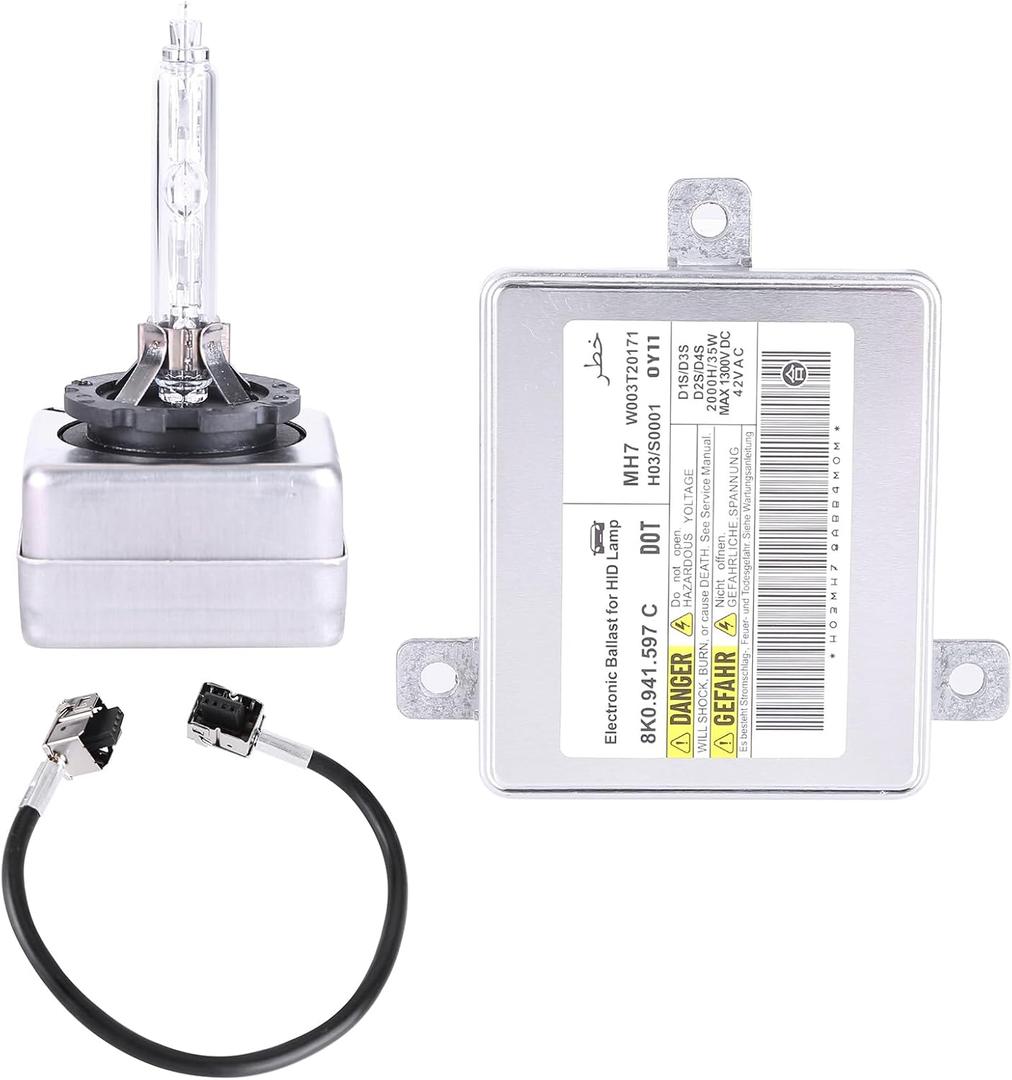 HID Headlight Ballast W/Igniter & D3S Bulb 2011 2012 2013 2014 2015 2016 2017 2018 2019 2020 for Chrysler 300 3.6L 5.7L 6.4L BAM92-143700 68170821AA W003T21971 Xenon Ballast Control Module