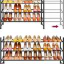 Tajsoon Expandable Shoe Rack for Closet 3 Tier, 28-41Adjustable & Stackable Shoe Shelf Storage, Metal Shoe Rack Organizer for Front Door Entrance, Closet, Garage, Entryway, Black