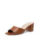 DREAM PAIRS Women's Low Heels Sandals Block Chunky Slide Mule 2.24 Inch 2026 Summer Sandals Slip on Square Toe Casual Dress Shoes For Party Wedding, Size 9,Brown
