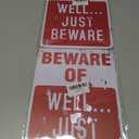 2 x Alotpower Halloween Decorations Metal Tin Sign for Outdoor Yard, Garage Wall, Rustic Vintage Beware of Well Just Beware, 7.8x11.8in