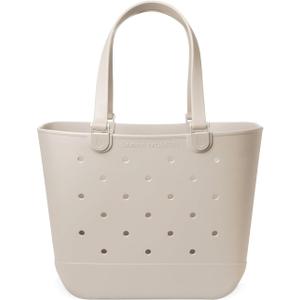 Simple Modern Extra-Large Beach Bag | Waterproof Getaway Rubber Tote with Zipper Pocket for Travel, Pool, Boat, Groceries, Sports | Almond Birch