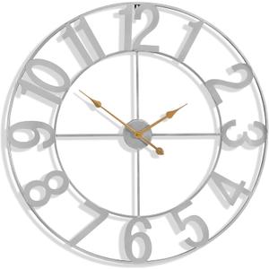 Sorbus 32-Inch Large Wall Clock  Decorative Silver Metal Clock with Gold Hands  Silent, Battery Operated, Modern Wall Decor for Living Room, Kitchen, or Office, Great Gift for Housewarming or Office Sorbus 32-Inch Large Wall Clock  Decorative Silver Metal Clock with Gold Hands  Silent, Battery Operated, Modern Wall Decor for Living Room, Kitchen, or Office, Great Gift for Housewarming or Office