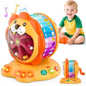 Alphabet Learning Toys for Toddlers 1-2 Year Old, Lion Spin and Sing ABC Letter Interactive Toys with Lights Sound, Musical Educational Toys for Boys Girls Kids, First Christmas Birthday Gift