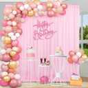 Chiffon Backdrop Curtain Pink Sheer Curtain Backdrop 5ft x 10ft 2 Pieces Wedding Party