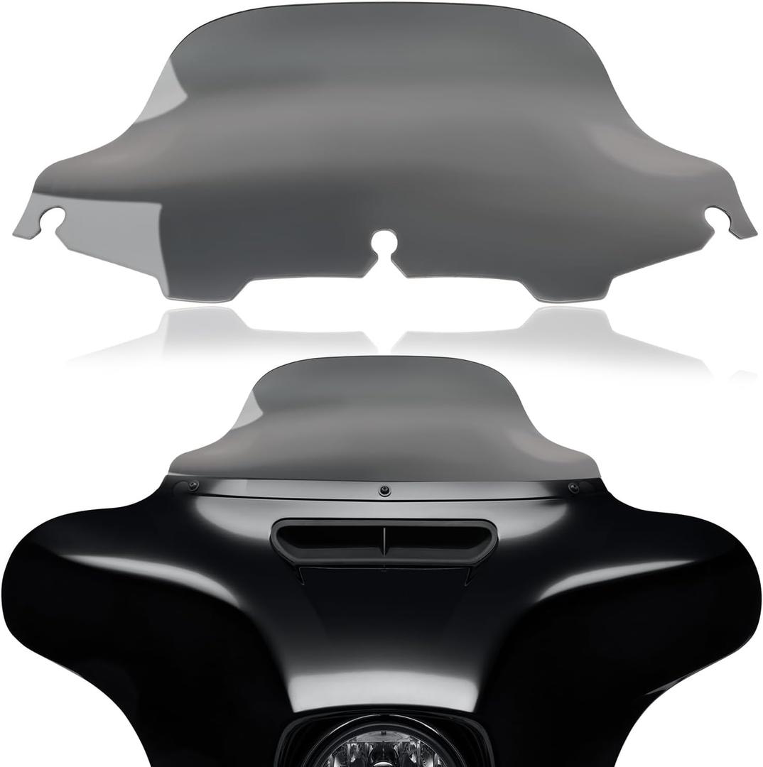 Rich Choices 8" Smoke Motorcycle Black Wave Windshield Windscreen Compatible with 1996-2013 Harley Davidson Street Glide Electra Glide Ultra Classic Touring FLHT FLHTC FLHX Tri Glide
