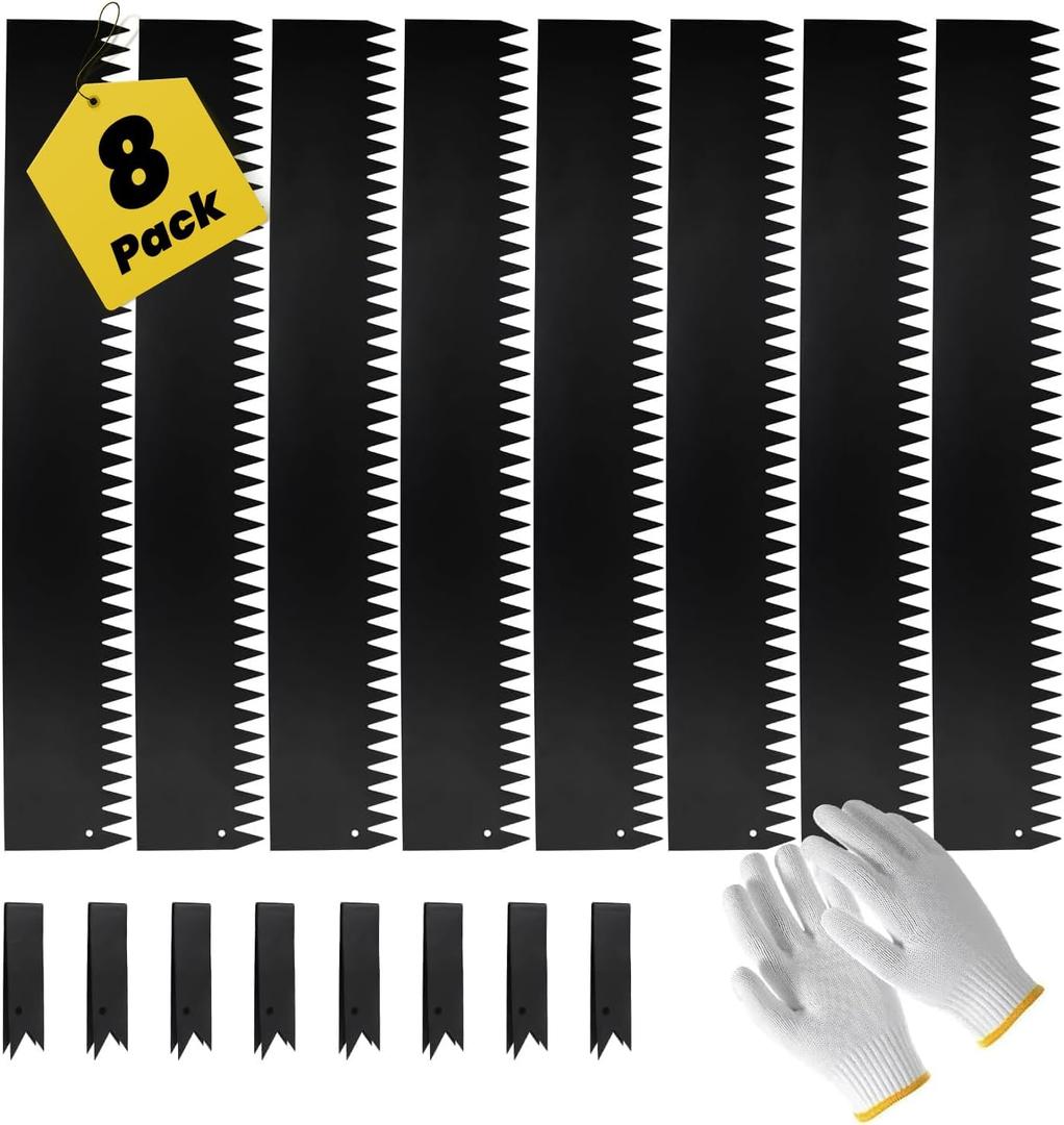 8 Pcs - 48'' L x 6'' H Steel Landscape Edging Edging for Landscaping Garden Edging Metal Landscape Edging Tall Border Lawn Edging No-dig Hammer in Edging with Gloves(32FT Total Length)